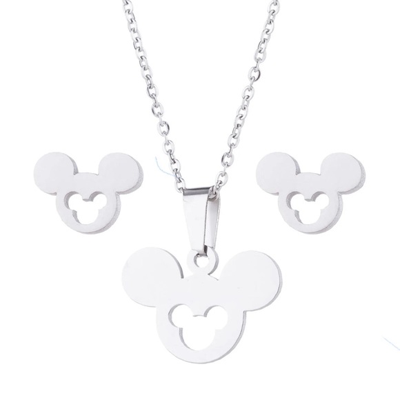 Mickey Ear Earring and Necklace Set - Picture 1 of 1